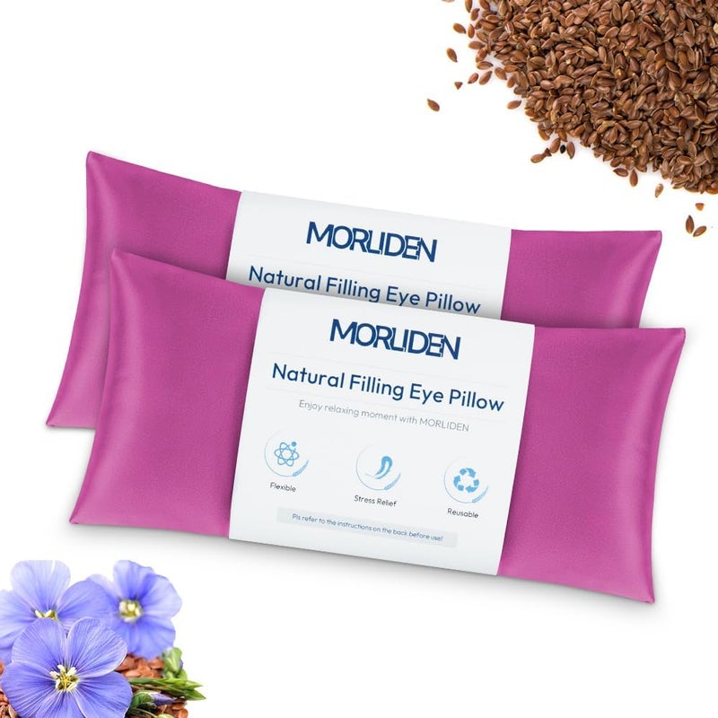 MORLIDEN Lavender Eye Pillows for Relaxation, Yoga Eye Pillow for Meditation, Microwavable Weighted Eye Pillow for Yoga, Moist Heat & Cold Eye Compress with Aromatherapy (Rose Red) - 2 Pack - Image 1